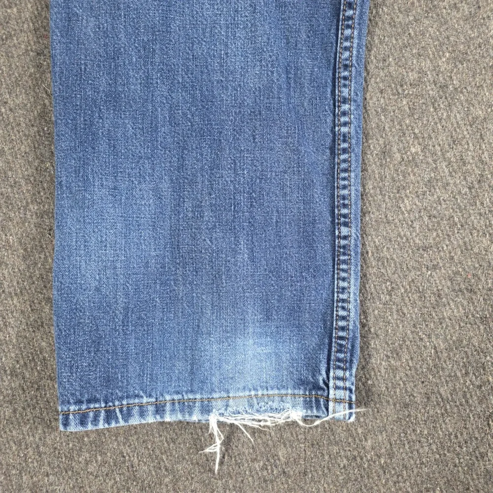 Levis 514 Mens Straight Fit Jeans 36x34 Measures 34x33 Med Wash Denim Distressed